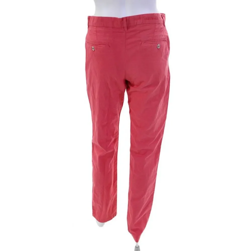 Les Canebiers Womens Cotton Zip Button Boot Leg Lined Pants Pink Size XS
